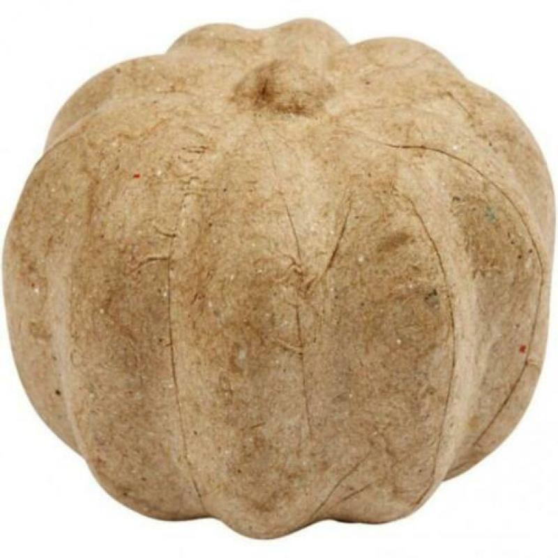 Handgemaakte pompoen van papier-mâché Ø 6 cm en hoog 4,5 cm