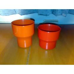 Vintage Mepal Bekers Rood Oranje