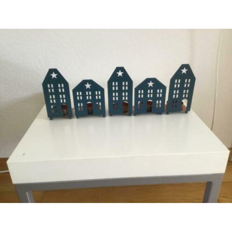 5 grachtenhuisjes voor theelichtjes of led lichtjes