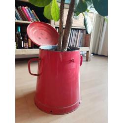 Antieke emaille plantenbak/prullenbak