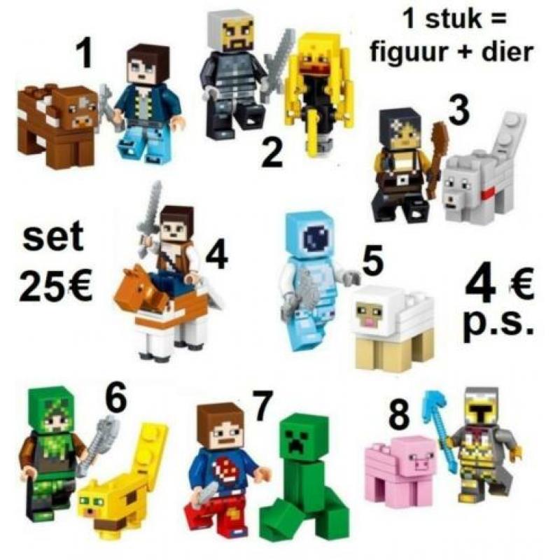 MINECRAFT poppetjes uitdeel pluche figuren stickers zakjes