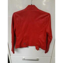 Zgan leren jasje 128 - 134 biker rood nep leer meisje