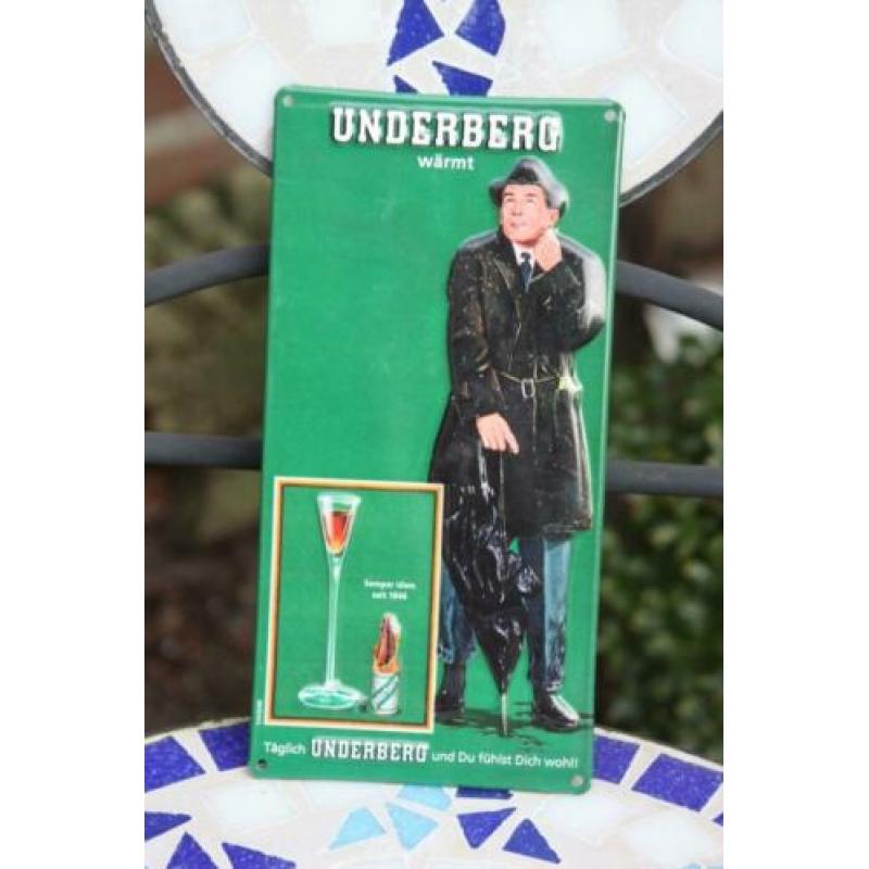 Mooi klein reclamebord Underberg wärmt likeur