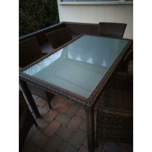 tuinset tafel + 6 stoelen poly rattan
