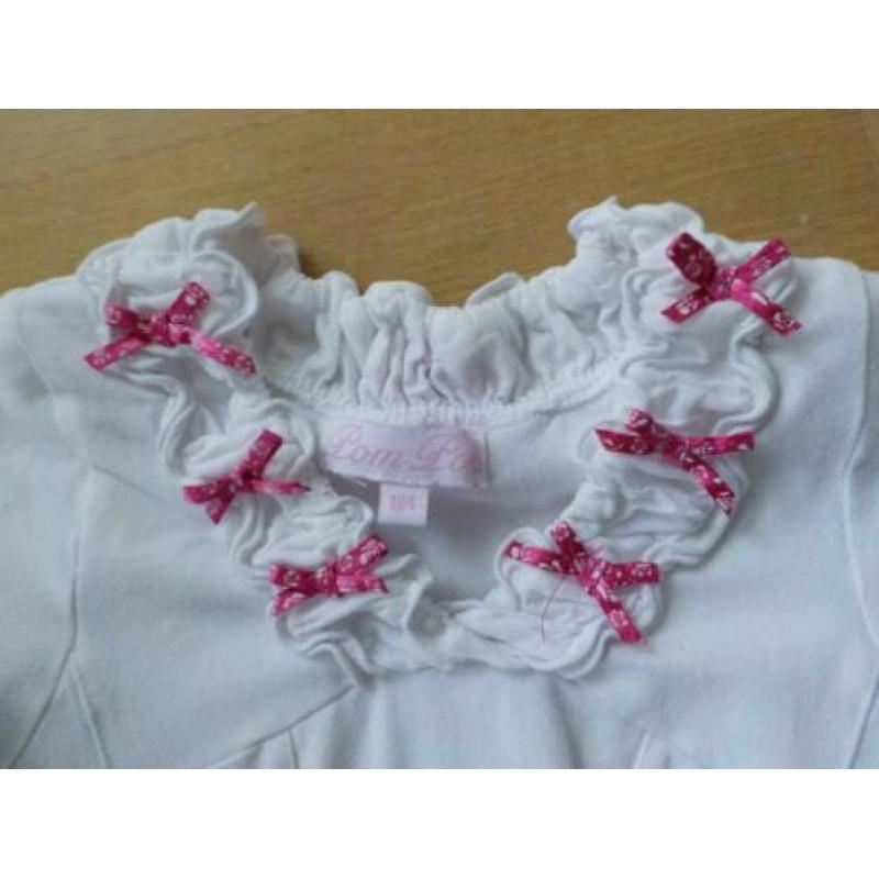 ZGAN Pom Pom wit tricot jurkje / tuniekje maat 104