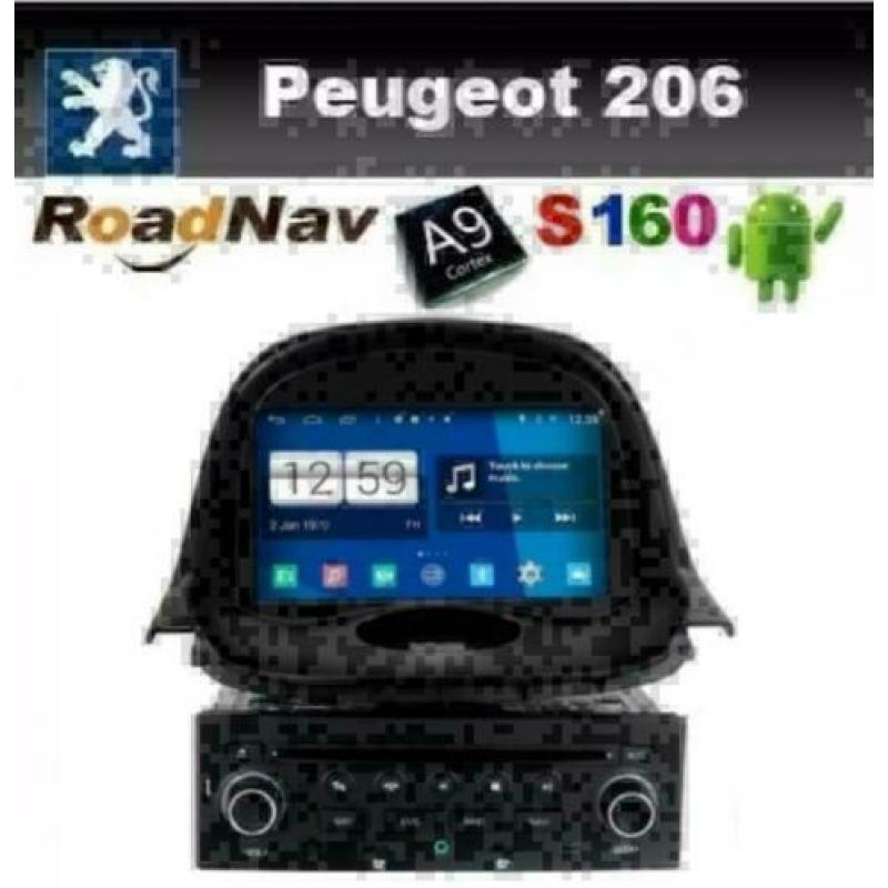 Peugeot 206 radio navigatie android carkit wifi dab+ usb dvd