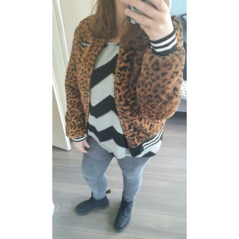 NIEUW! Jas bomberjack vest met tijgerprint 9lemons maat XL