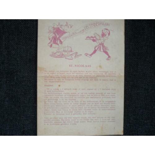 Brochure Sinterklaas 1948 Den haag voedingsraad recepten