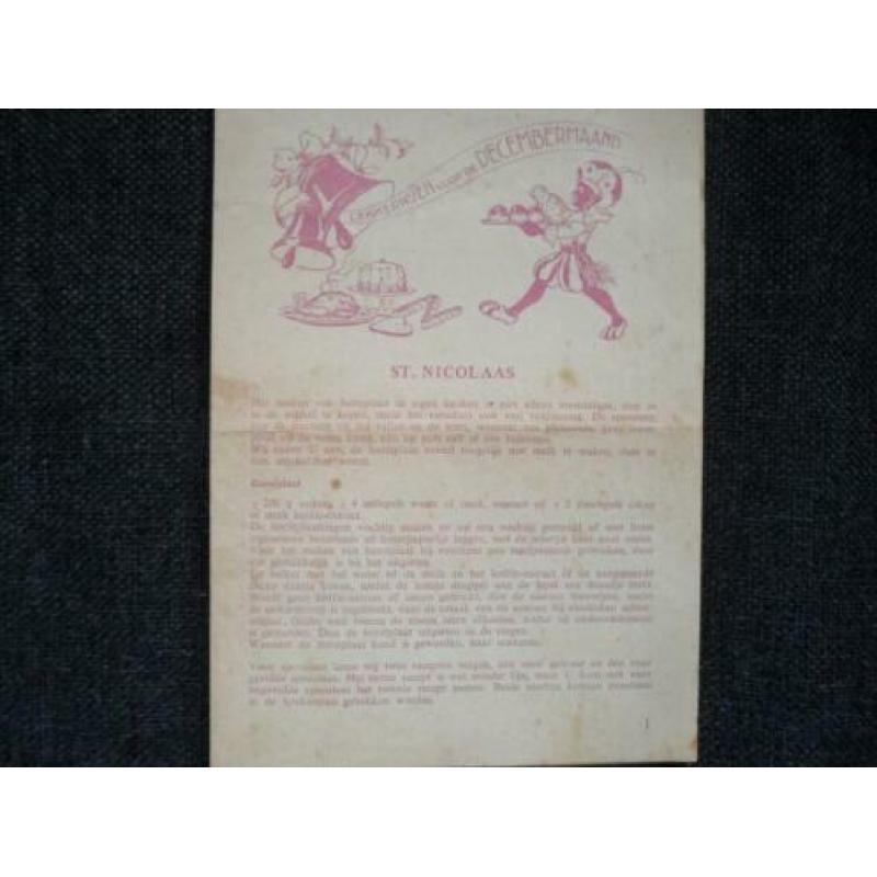 Brochure Sinterklaas 1948 Den haag voedingsraad recepten