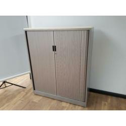 Ahrend roldeurkast grijs met wit topblad