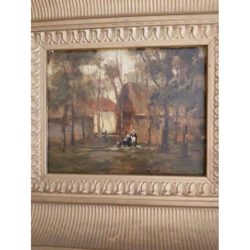 A.J. Groenewegen, fraai olieverf op paneel, gesigneerd