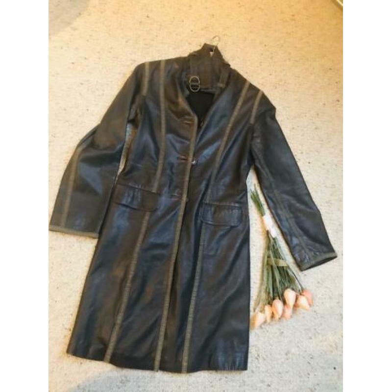 Stefanel designer leerjas / trenchcoat maat 36