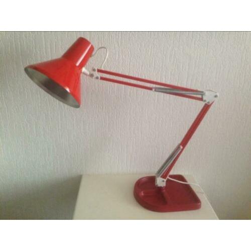 Retro vintage rode schaarlamp bureau lamp met voet 70's lamp