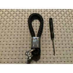 Opel zwart gevlochten sleutelhanger