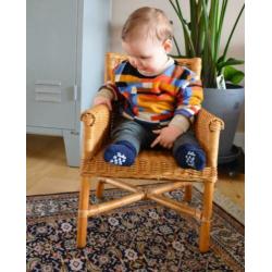 Vintage rotan kinderstoel - kinderstoeltje stoel riet bamboe