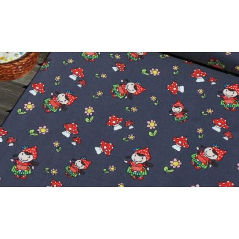 414)150x50cm Katoenen Jersey Meisje met Paddestoelen