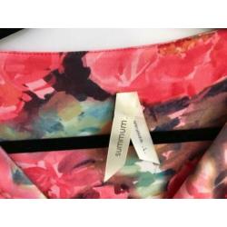 Summum zomerjurk koraal-rood- zwart maat L 42