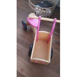 Zgan loopfiets bakfiets houten fiets