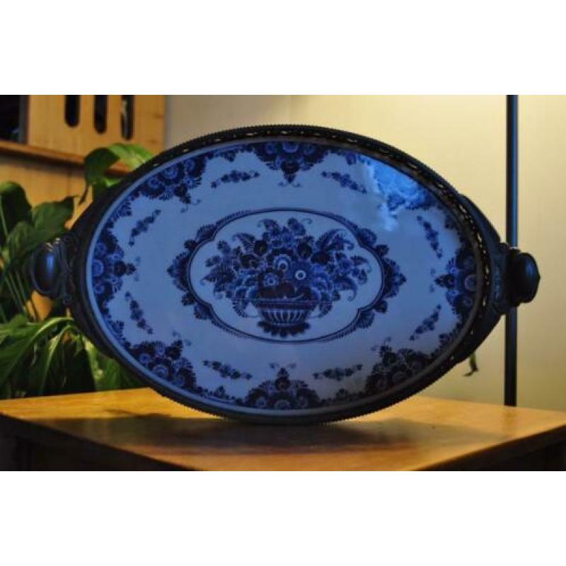 Delft blauw dienblad van plateel bakkerij Schoonhoven