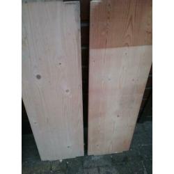 15 Bruynzeel massief houten legplanken,100 br. bij 30cm diep