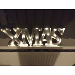 4x kerstdecoratie,letters xmas met led verlichting NIEUW