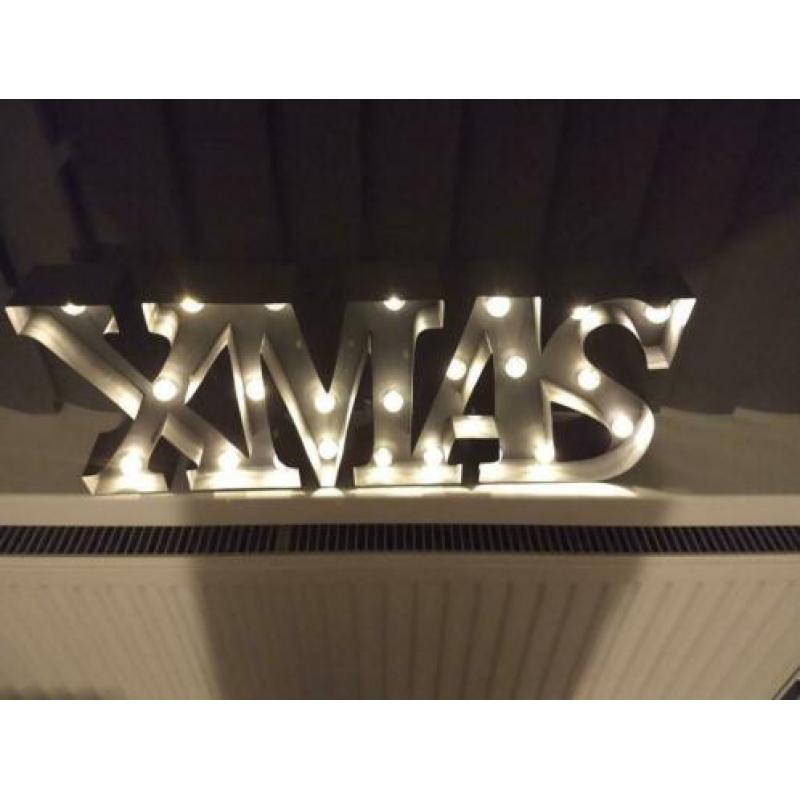 4x kerstdecoratie,letters xmas met led verlichting NIEUW