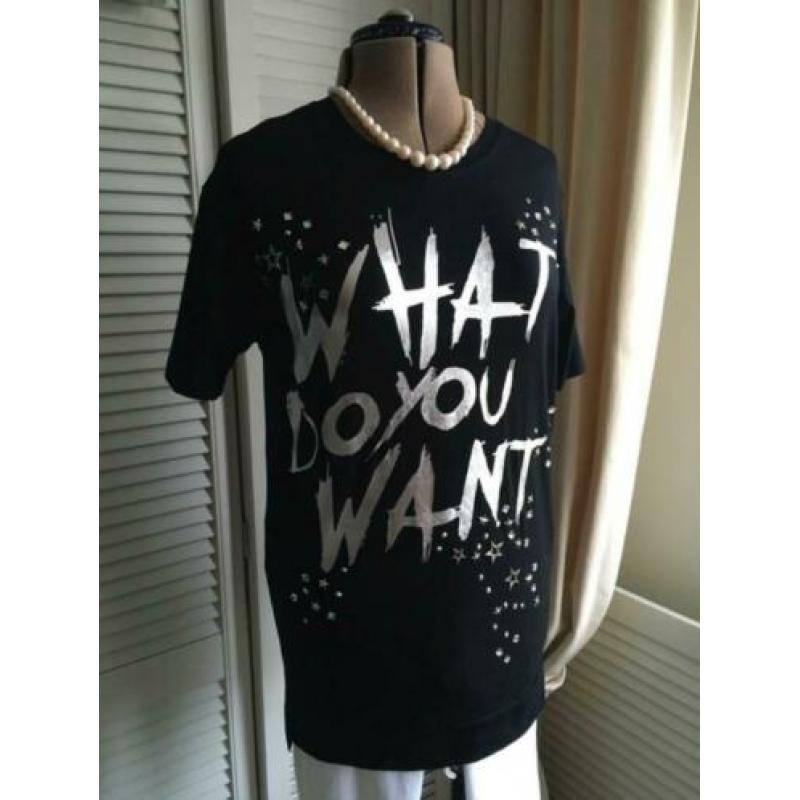 For ever’ shirt tekst in zilver en strass nieuw mt 38-40