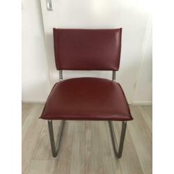 4 leather look eetkamerstoelen RVS frame (mag ook per stuk)