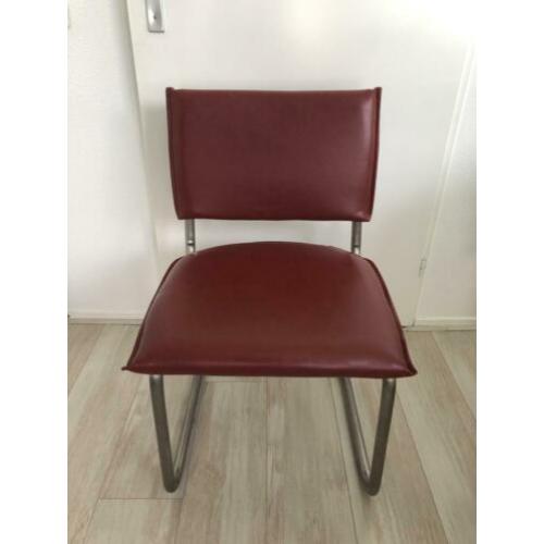 4 leather look eetkamerstoelen RVS frame (mag ook per stuk)