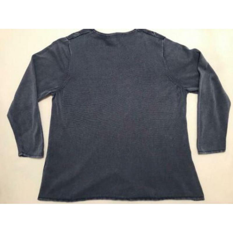 Trui Ulla Popken rookblauw stonewashed 100% katoen mt 50-52
