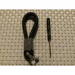 Opel zwart gevlochten sleutelhanger