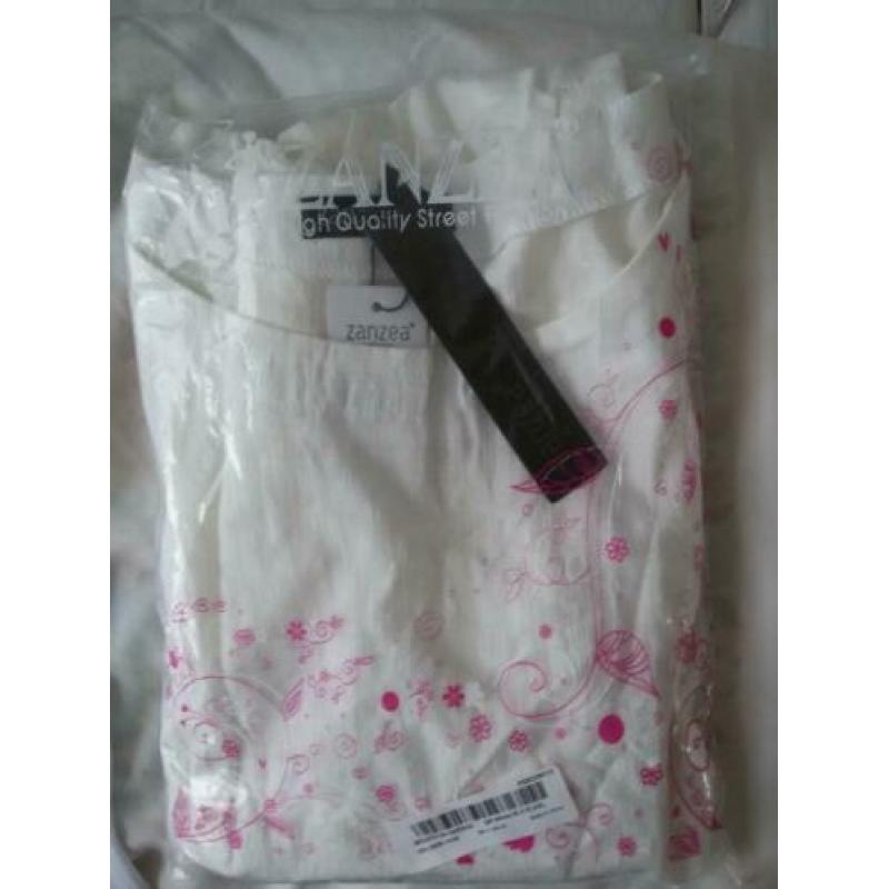 Blouse Shirt Tuniek Top Katoen Creme Wit vleermuismouwen XXL