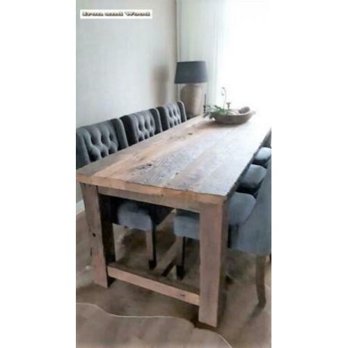 Robuuste eettafels van oud eiken barnwood / wagonplanken