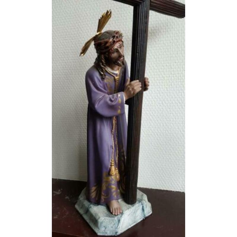 Porselein bisquit Christus beeld heilige Kruis 44cm