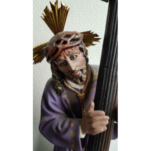 Porselein bisquit Christus beeld heilige Kruis 44cm