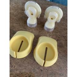 Nette Medela swing dubbele kolf, M+L borstschilden, flesjes