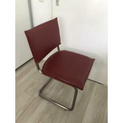 4 leather look eetkamerstoelen RVS frame (mag ook per stuk)