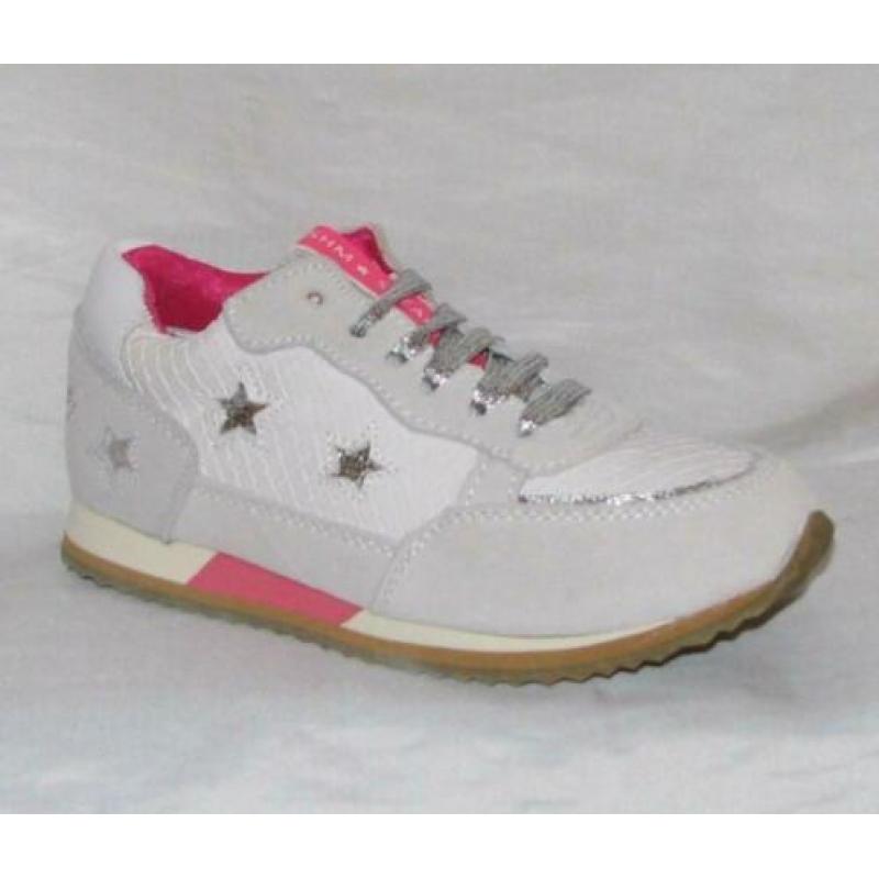 SHOESME maat 32 veter/rits witleer sterren gratis verzenden