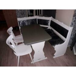 Eettafel hoekbank 2 stoelen eethoek eetkamer set tafel bank