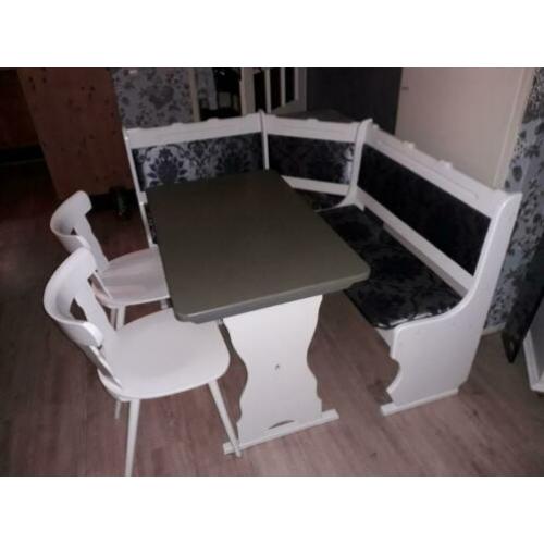 Eettafel hoekbank 2 stoelen eethoek eetkamer set tafel bank