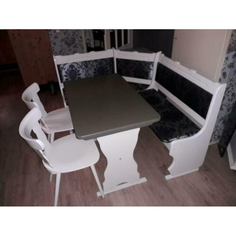 Eettafel hoekbank 2 stoelen eethoek eetkamer set tafel bank