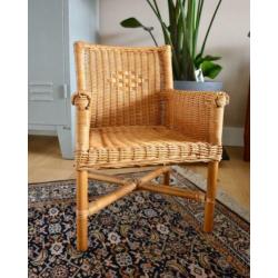 Vintage rotan kinderstoel - kinderstoeltje stoel riet bamboe