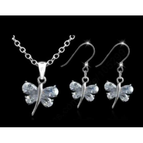 925 Sterling Zilveren Set Vlinders met Zirkonia Nieuw