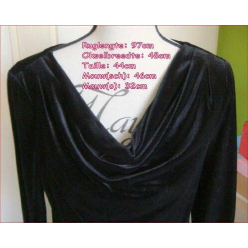 ULLA POPKEN fluwelen jurk met waterval decolette maat M