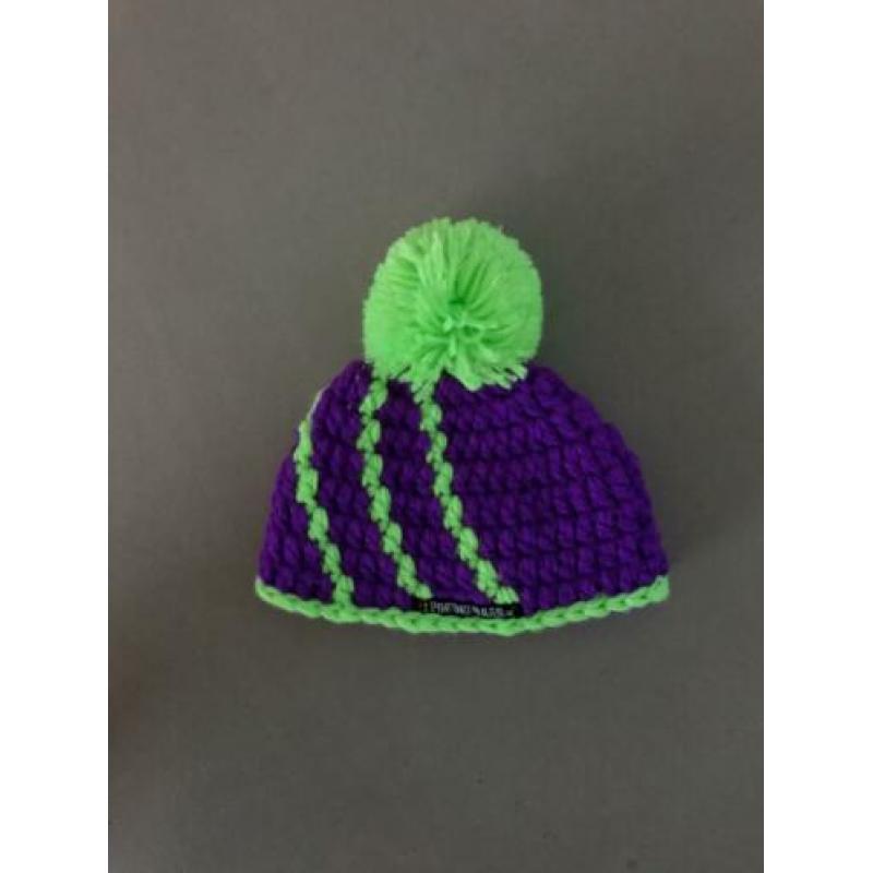 Poederbaas/Poederbaasje muts - Pompon - Paars/Groen