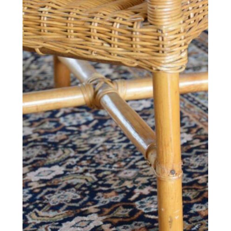 Vintage rotan kinderstoel - kinderstoeltje stoel riet bamboe