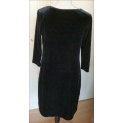 ULLA POPKEN fluwelen jurk met waterval decolette maat M