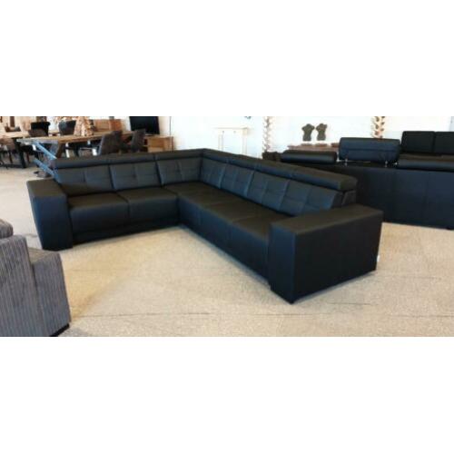 n624 modern strak leder hoekbank met verstelbaar rug