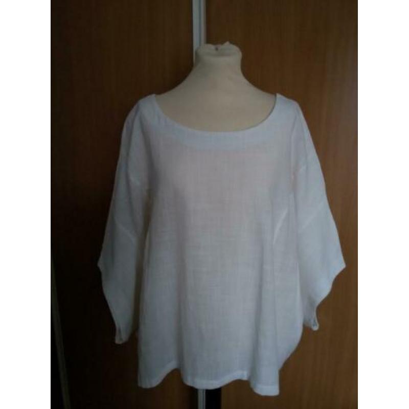 Blouse Shirt Tuniek Top Katoen Creme Wit vleermuismouwen XXL