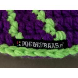 Poederbaas/Poederbaasje muts - Pompon - Paars/Groen